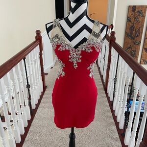 Dave & Johnny Red Embellished Dress